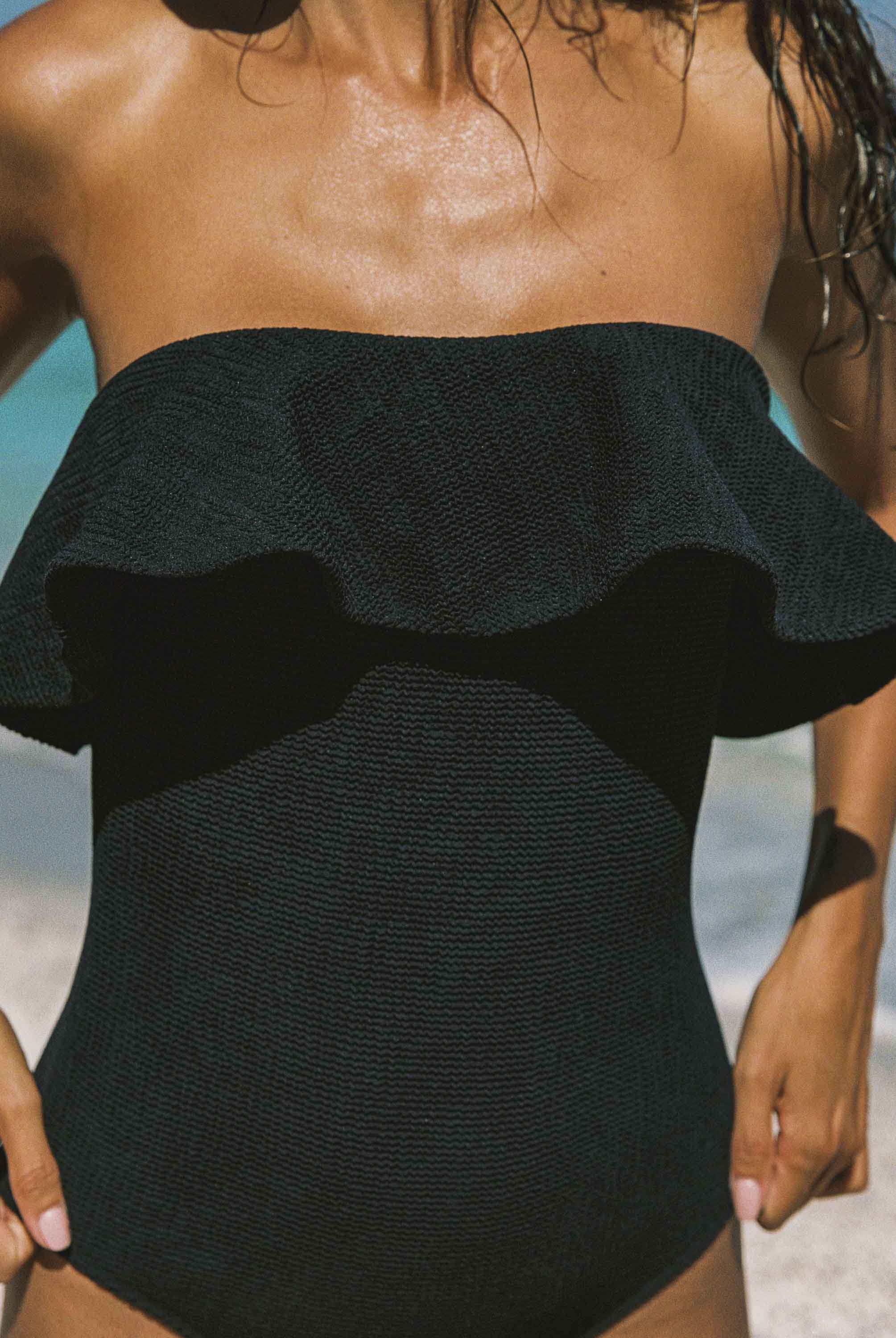 Farrah Frill One Piece In Black - Image 2