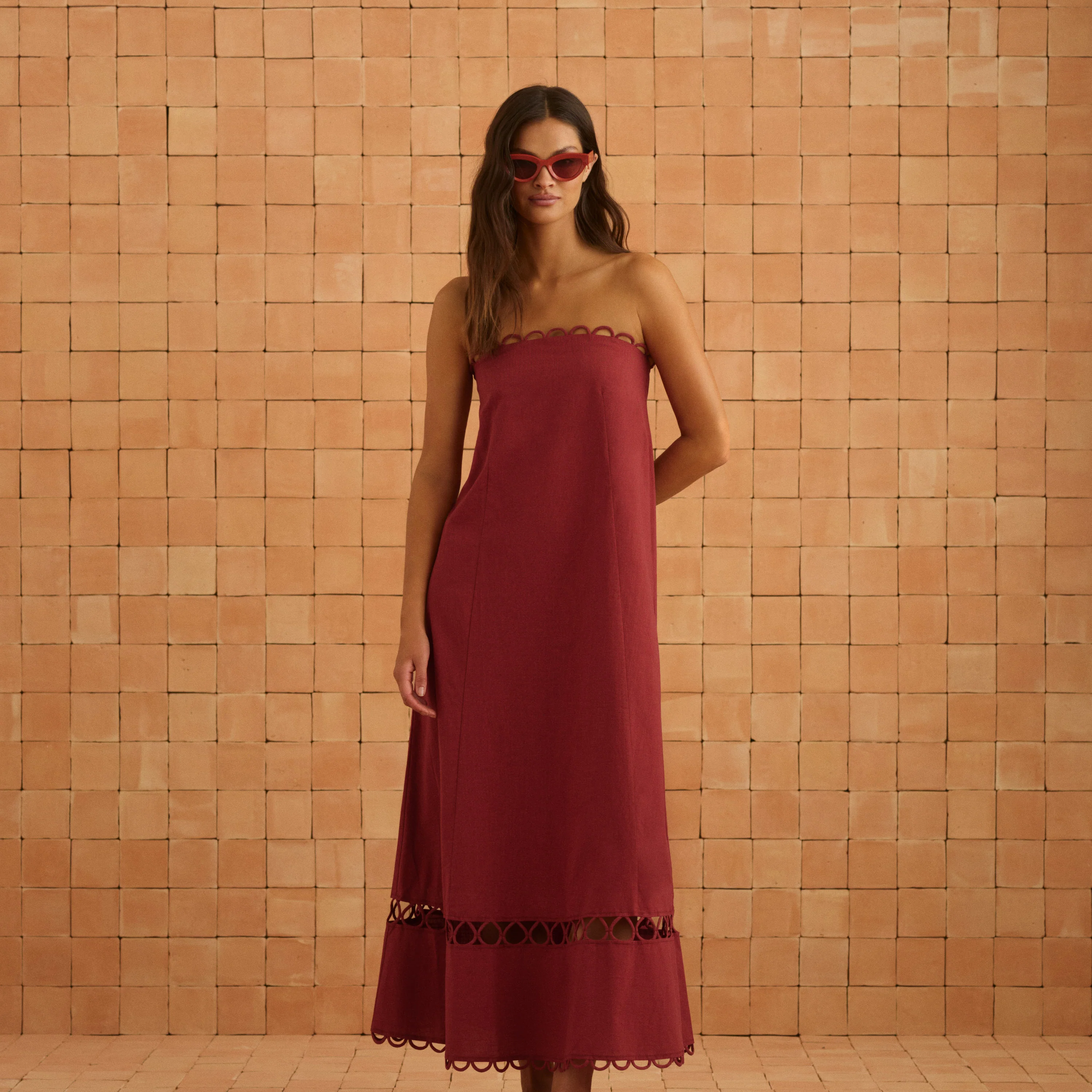 Gina Dress In Sangria - Image 9